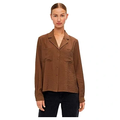 Abbildung von OBJECT Women&#039;s OBJSELINE L/S Shirt NOOS Bluse, Dark Earth, 42