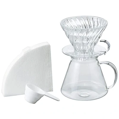 Abbildung von Hario V60 Glass Brewing Kit Glas Tröpfler + Server Filter