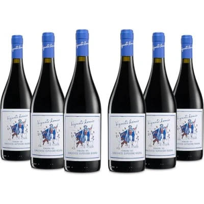 Abbildung von Vigneti Romio Rotwein Sangiovese Superiore Riserva Romagna DOC, abgerundeter Geschmack mit typischen Kirsch und Brombeernoten, 14% Vol., Karton 6 Flaschen 750 ml
