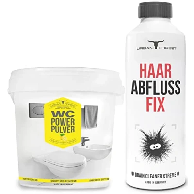 Abbildung von URBAN FOREST SPARSET Rohrreiniger Abflussreiniger 1000ml + WC Schaum Reiniger 1Kg Badreiniger (2 St. 1Kg)