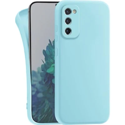 Abbildung von MyGadget Hülle kompatibel mit Samsung Galaxy S20 FE robuste Handyhülle TPU Case Slim Silikonhülle Back Cover Kratzfest Schutzhülle Matt Hellblau