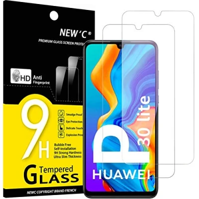Abbildung von NEW&#039;C 2 Stück, Panzer Schutz Glas für Huawei P30 Lite, Nova 4e, Frei von Kratzern, 9H Härte, HD Displayschutzfolie, 0.33mm Ultra klar, Ultrabeständig