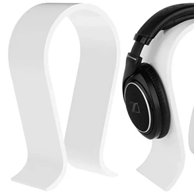 Abbildung von Geekria Acryl Omega Kopfhörerständer, Wh 1000xm4/Wh 1000xm3 Ständer, Schreibtisch Display Aufhänger, Kompatibel Mit Audio Technica, Sony, AKG, Sennheiser, Studio, Mehr Over Ear Kopfhörer (Weiß)