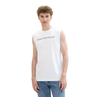 Abbildung von TOM Tailor Denim TANK MIT Logoprint Top, Herren, Größe: Small, White