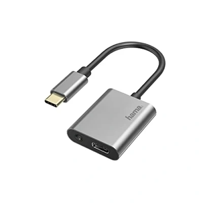 Abbildung von Hama 2in1 Audio Adapter USB C auf 3,5mm Klinke Tablet Kabel, AUX + Ladebuchse Strom für Handy Smartphone PC Notebook