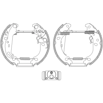 Abbildung von TEXTAR Shoe Kit Pro 84060000 Bremsensatz, Trommelbremse mit Radbremszylinder, Stellelement FORD: FIESTA 4, KA Schrägheck
