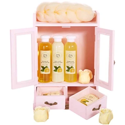 Abbildung von BRUBAKER Cosmetics 10 teiliges Bade und Pflege Set Geschenkset Grüner Tee &amp; Lemon im Beauty Schrank Rosa