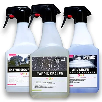 Abbildung von detailmate Auto Innenreinigungsset ValetPRO Advanced Interior Cleaner 0,5 Liter + Enzyme Odour Eater Fabric Sealer Für die ideale Innenraumreinigung und Polsterpflege