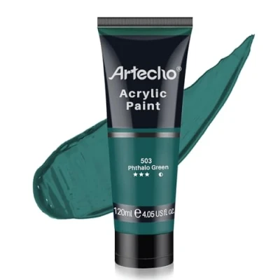 Abbildung von Artecho Acrylfarbe Phthalo Grün 120 ml, Wasserfest und Lichtecht, Schnell Trocknend, für Leinwand, Holz, Stoff, Handwerk, Leder Stein.