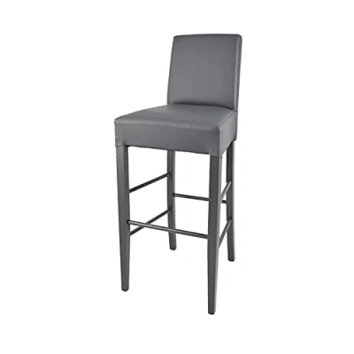 Abbildung von t m c s Tommychairs Moderner Barhocker Luisa, robuste Struktur aus lackiertem Buchenholz Farbe Dunkelgrau, gepolstert und mit Kunstleder in der Dunkelgrau bezogen