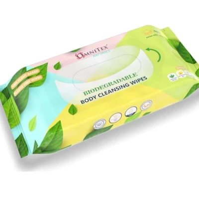 Abbildung von Omnitex Körperreinigungstücher, biologisch abbaubar, extra groß und dick, mikrowellengeeignet, spülfreie Tücher für Camping, Festivals, ältere Menschen, alkoholfrei, mit Aloe Vera Vitaminen,