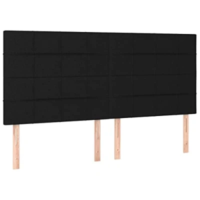 Abbildung von vidaXL 4X Kopfteil Polsterkopfteil Bettkopfteil für Bett Bettrahmen Betthaupt Bettgestell Schlafzimmer Bettzubehör Schwarz 100x5x78/88cm Stoff