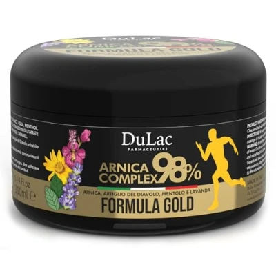 Abbildung von Dulàc Arnika und Teufelskralle Salbe Extra Stark Hochkonzentriert für Muskel Gelenkmassage, Prellungen, Schwellungen Complex 98% 300ml Angereichert mit Menthol, Gold Formel