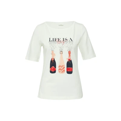 Abbildung von s.Oliver Black Label MIT Schmucksteinen Tshirt print, Damen, Größe: 34, Ecru