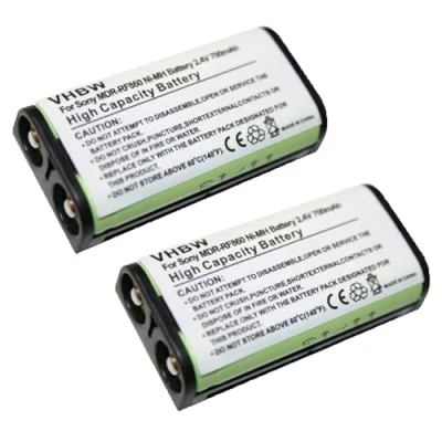 Abbildung von vhbw 2X Akku kompatibel mit Sony MDR RF810, RF810RK, RF811 Wireless Headset Kopfhörer (700mAh, 2,4V, NiMH)