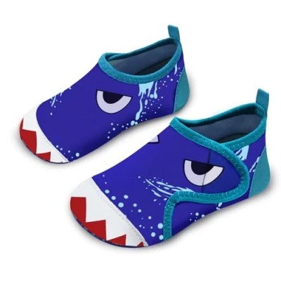 Abbildung von Badeschuhe Kinder Strandschuhe Schwimmschuhe Jungen Baby Wasserschuhe Schnell Badesoken Aquaschuhe Trocknend Barfuss Schuhe（Haifischblau 30/31）