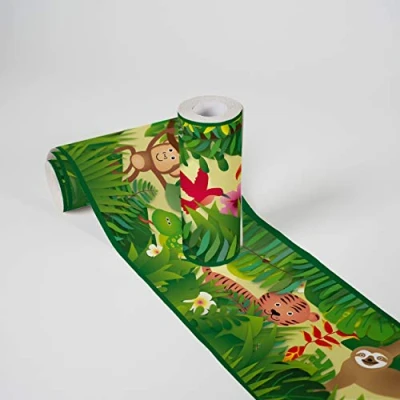 Abbildung von A.S. Création Bordüre &quot;Jungle Friends&quot;, Papier, Wand, Schräge, Tür