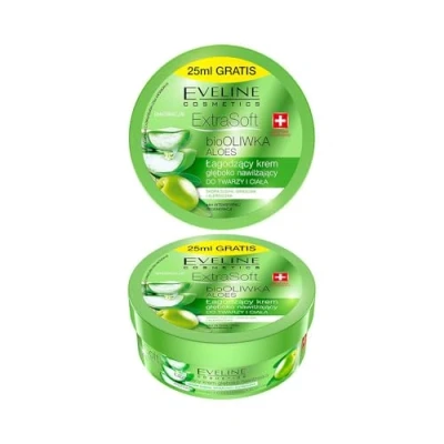 Abbildung von Eveline Cosmetics SOFT Bio Olive und Aloe Eine beruhigende, tief feuchtigkeitsspendende Gesichts Körpercreme 175 ml Intensive Hautpflege Für empfindliche Haut