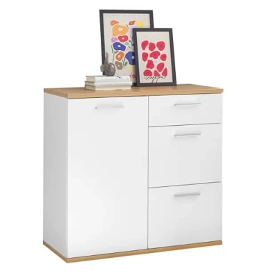 Abbildung von DEINE TANTE EMMA 43 251 V6 Kommode BC 1035 Sideboard mit 3 Schubladen Weiß/Artisan Eiche Nb. ca. 95 x 86 35 cm
