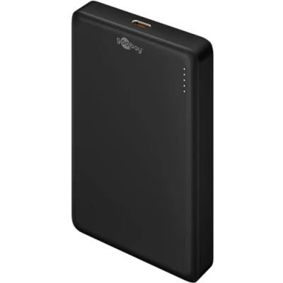 Abbildung von goobay Magnetische Wireless Powerbank 10.000 mAh, kleines tragbares Ladegerät, lädt Apple iPhone, Samsung etc. auf, magnetischer Akkupack, ideal für gleichzeitiges Laden und Telefonieren, 70183