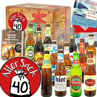 Abbildung von Alter Sack 40 + Geschenk Mann 12 Biere der Welt