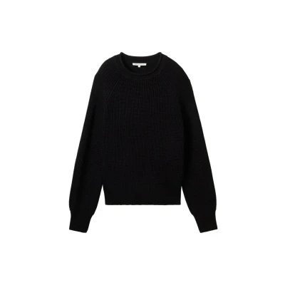 Abbildung von TOM Tailor Denim MIT Leichten BALLONÄRMELN Strickpullover, Damen, Größe: XS, Deep black