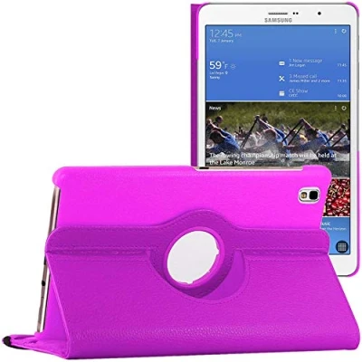 Abbildung von ebestStar Hülle für Samsung Galaxy Tab Pro 8.4 SM T320, Drehbar Schutzhülle, PU Lederhülle, Rotierende Ständer Etui, Rotating Case Cover, Lila