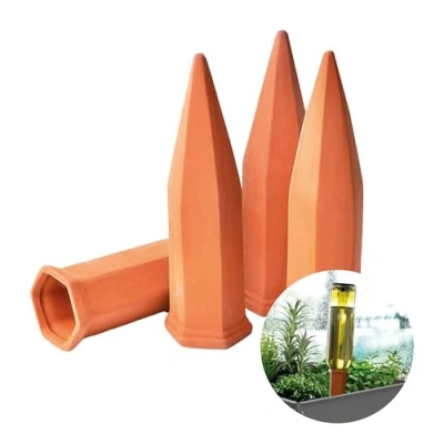 Abbildung von Bio Green 4er Set Bewässerungssystem Hydro Wine für Balkon und Kübelpflanzen Gießkegel aus Ton passend Weinflaschen I Wasserspender Topfpflanzen kein Übergießen Austrocknen