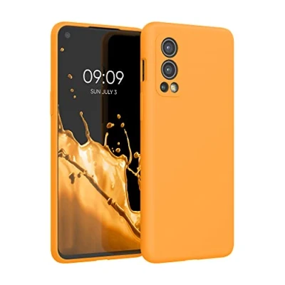 Abbildung von kwmobile Hülle kompatibel mit OnePlus Nord 2 5G Silikon Handy Case Handyhülle weiche Oberfläche kabelloses Laden Mango