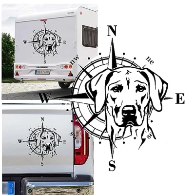 Abbildung von Rhodesian Ridgeback Kompass Aufkleber Apassbar Wohnmobil Auto Autoaufkleber Sticker Kompassrose Windrose Camper