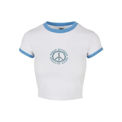 Abbildung von Urban Classics Stretch Tshirt print, Damen, Größe: Large, White horizonblue