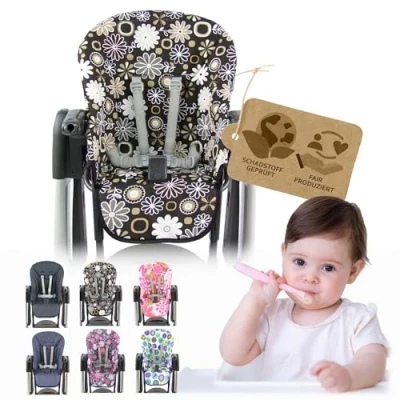 Abbildung von BAMBINIWELT Sitzkissen Ersatzbezug Kissen Bezug für Peg Perego Tatamia (braun braune Blumen)