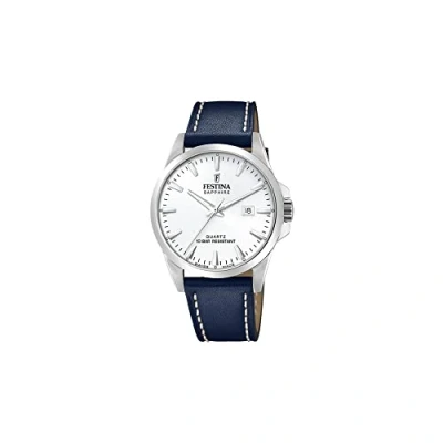 Abbildung von Festina Uhr Für Herren F20025/2 Swiss Made Silber Edelstahl Case BlauLeder Band