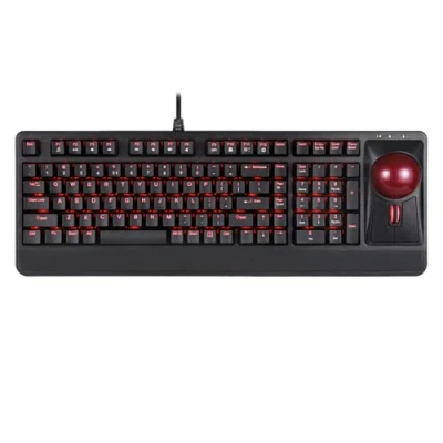 Abbildung von Perixx Periboard 322 Beleuchtete Trackball Tastatur mit Mechanischen Tasten 55 mm Großer RGB Hintergrundbeleuchtung QWERTY US English Layout