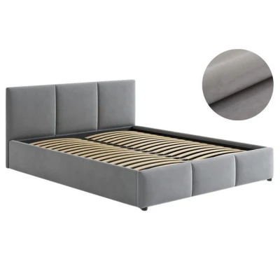 Abbildung von Home Collective Polsterbett Doppelbett 140x200 160x200 cm mit Lattenrost aus Metall, Stauraum hydraulischem Bettkasten, Samt grau, 200x160