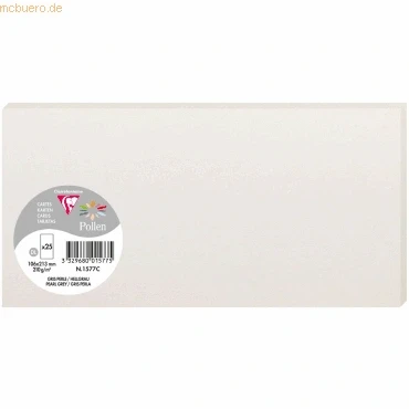 Abbildung von Clairefontaine 1577C Packung mit 25 Karten Pollen in Format DL, 210g 106 x 213mm, Hellgrau