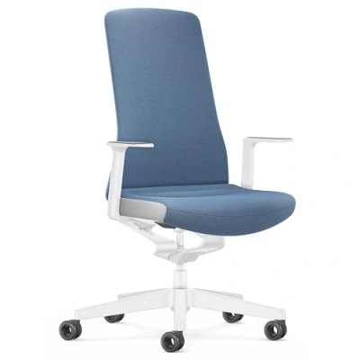 Abbildung von Interstuhl Bürostuhl Pure Interior Edition der Schreibtischstuhl Sich an Gewicht und Bewegung anpasst ergonomische Smart Spring Technologie Made in Germany (1D Armlehne, Blau Weiß)