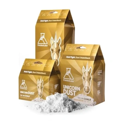 Abbildung von Friction Labs Unicorn Dust 170 g feine Textur der Neue Standard in Kreide für Klettern, Crossfit und Powerlifting, jetzt mit 100% recycelbarer Verpackung