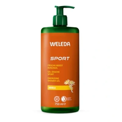 Abbildung von WELEDA Bio Sport XXL Duschgel vegan Naturkosmetik Arnika Dusche für Frauen &amp; Männer mit Rosmarin/Lavendel Duft Hautpflege Duschseife Pumpspender zur Gesicht Körper Reinigung (1x 750ml)