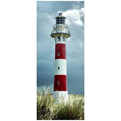 Abbildung von Wallario Poster Leuchtturm am Strand in Premiumqualität, Größe: 50 x 125 cm