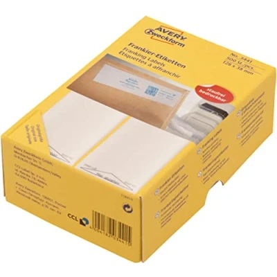 Abbildung von AVERY Zweckform 3442 Frankier Etiketten (Papier matt, 500 Etiketten, 138 x 48 mm) 1 Pack weiß