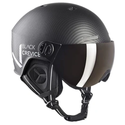 Abbildung von Black Crevice Skihelm SÖLDEN mit Visier, schwarz Carbon matt/weiß, S (51 54)