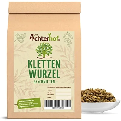 Abbildung von Klettenwurzel geschnitten 100g getrocknete und fein geschnittene leicht herber, harmonischer Geschmack ideal für Klettenwurzeltee vom Achterhof