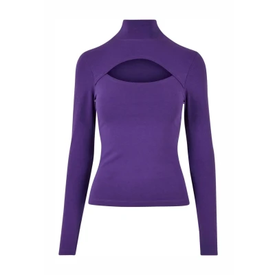 Abbildung von Urban Classics Cutout Turtleneck Langarmshirt, Damen, Größe: XS, Realviolet
