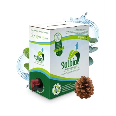 Abbildung von Solbio Original Sanitärflüssigkeit für Campingtoilette 3l 100% Bio &amp; Vegan Biologisch abbaubarer Sanitärzusatz mit Duft von Eukalyptus, Kiefer und Minze