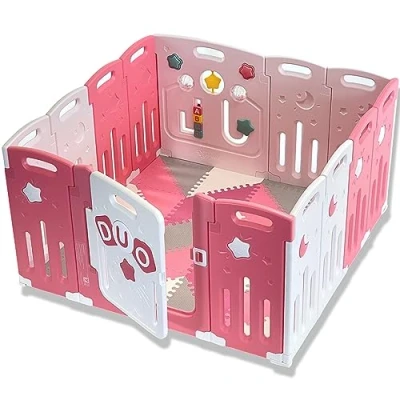 Abbildung von Venture All Stars DUO Lite Baby Laufstall Mehrfach ausgezeichneter Spielplatz für Babys und Kleinkinder Beinhaltet Spielmatte &amp; Aktivitäts Panel