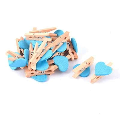 Abbildung von sourcing map Karte Foto Liebe Herz Wäscheklammer Spring Pegs Mini Holzclip Blau 20 Stück de