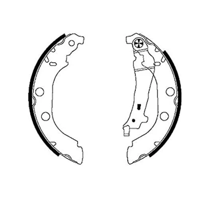 Abbildung von HELLA 8DB 355 001 801 Bremsbacken 228,6 42 mit Handbremshebel PEUGEOT: 406 Kombi, Limousine