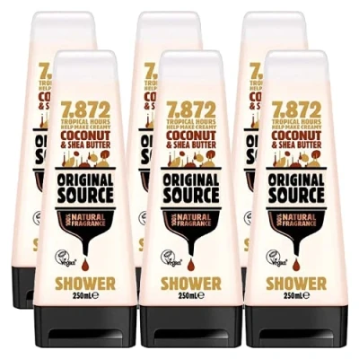 Abbildung von Originalquelle Befeuchtende Kokosnuss &amp; Sheabutter Duschgel 250 Ml (Packung mit 6)