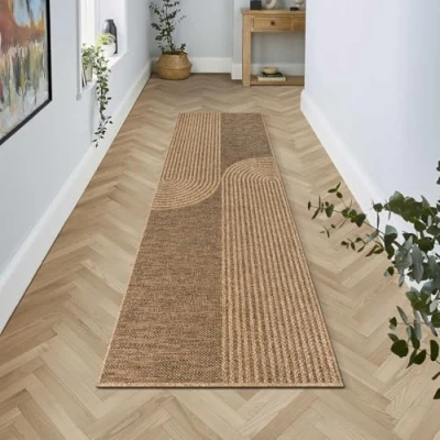 Abbildung von the carpet Kansas robuster In und Outdoor Teppich im natürlichen Jute Look, wetterfest, geeignet für Terrasse Garten, ca. 60 x 180 cm